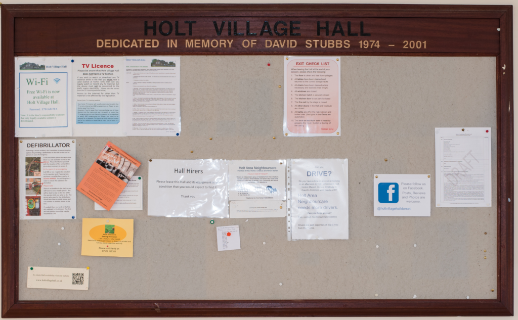 Hall Noticeboard Holt Village Hall